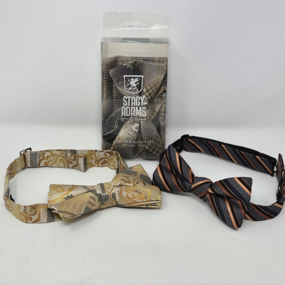 STACY ADAMS J. FERRAR READY TIED BOWTIE LOT OF 3 BUNDLE ADJUSTABLE MEN OS NIB